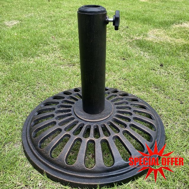 HLQMFHT 15.4Inch Diameter Heavy Duty Outdoor Patio Umbrella Stand,Cast Iron Umbrella Base(Black)