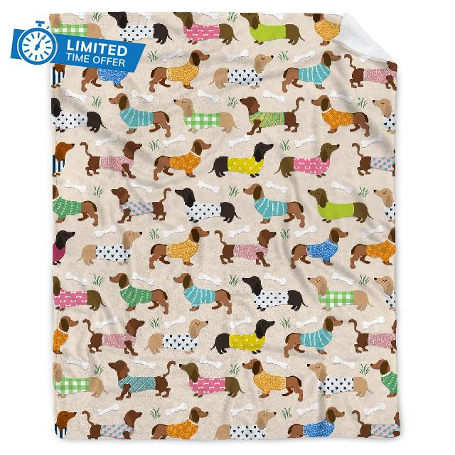 BUYYET Cute Dachshund Fleece Flannel Gift Blanket Lightweight Soft Throw Blanket Cute Cozy Blanket for Bed Couch Travel Outdoor 40''x 50'' for Kids/Child
