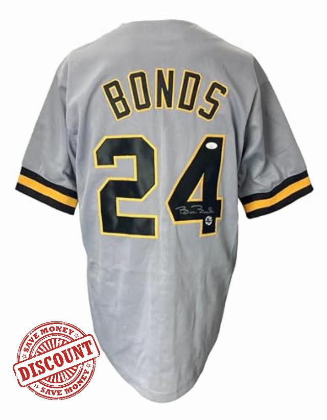 Barry Bonds Signed Custom Gray Pro-Style Baseball Jersey JSA