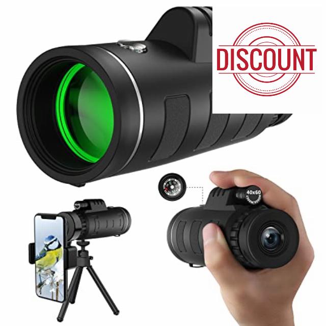 JiaSifu 40x60 High Definition Monocular Telescope with Smartphone Adapter