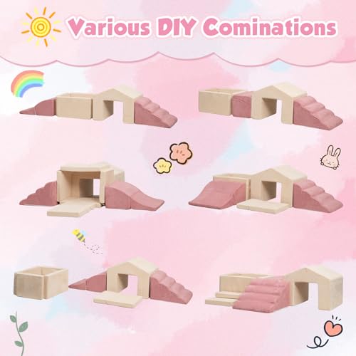 Foam Climbing Building Blocks for Toddlers with Ball Pit - Baby Crawling & Sliding Gym Equipment Indoor Active Playing for Preschool