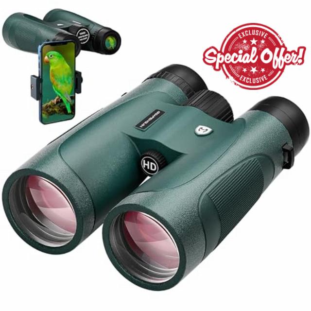 15x52 HD Binoculars for Adults High Powered with Upgraded Phone Adapter - Large View Binoculars with Clear Low Light Vision - Lightweight Waterproof Binoculars for Hunting Bird Watching Cruise Ship