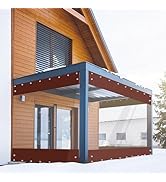 FoundGo Outdoor Vinyl Curtain Custom Size, Color with Clear Tarp Panel, Heavy Duty Clear Panel Cu...