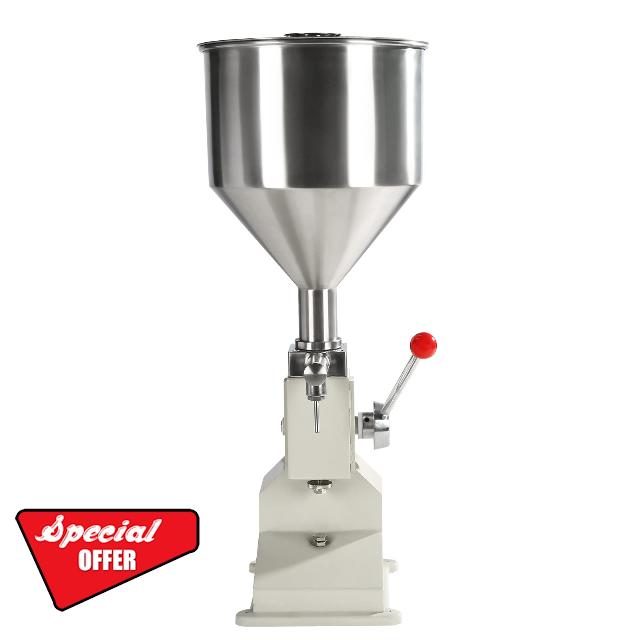 Manual Liquid Filling Machine/Pneumatic Filling Machine Stainless Steel Bottle Filling Machine Bottle Filler 5-50ml/10-110ml for Liquids Pastes and Cream (A03 5-50ml