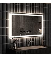 APRILSOUL 48x36 Inch LED Bathroom Mirror with Front and Backlit, Makeup Mirror with 3 Color Light...