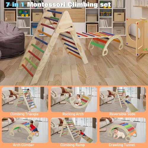 Foldable Montessori Wooden Triangle Climber Ladder Set