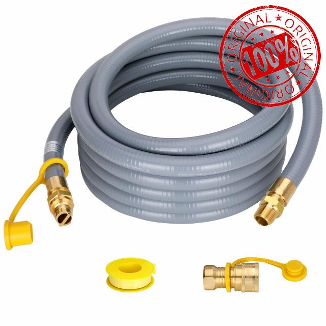 24FT 3/4" ID Natural Gas Hose with Quick Connect Fittings for NG/LP Propane Appliances