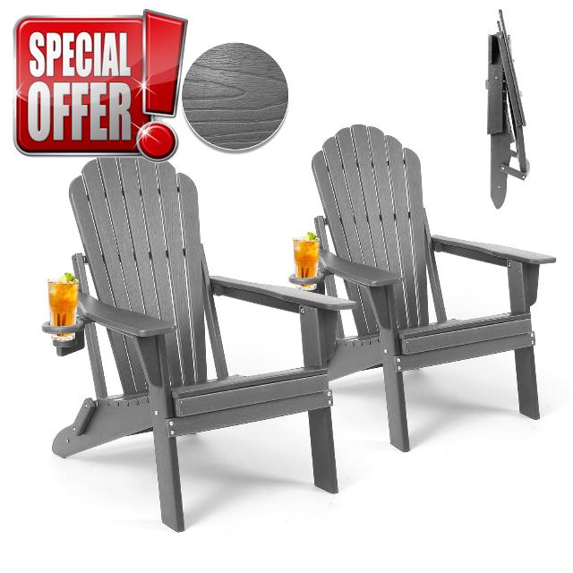 Plawdlik Folding Adirondack Chair Set of 2