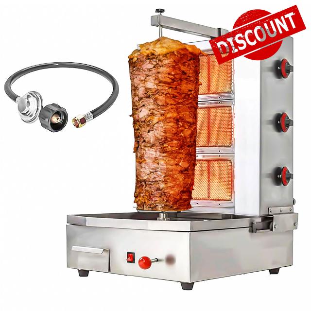 Shawarma Propane gyro machines Gas Vertical Barbecue Grill Doner Kebab Gyro Grill Rotating Kebab Machine with 3 Burners