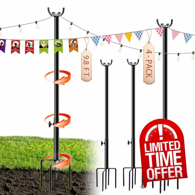 GUONGSEM Holiday String Lights Poles 4 Pack for Outdoor Patio