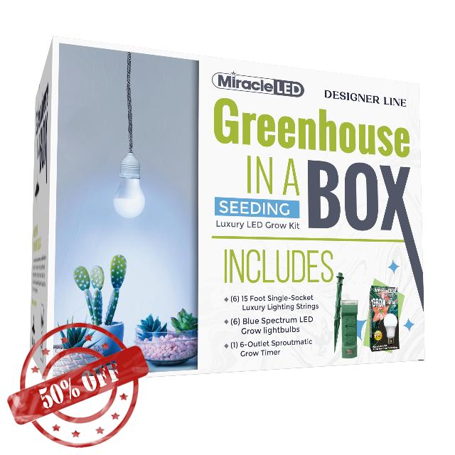 Miracle LED Greenhouse in a Box Designer Line Indoor Grow Kit - Includes Absolute Daylight Blue Spectrum 100W Replacement Grow Bulb