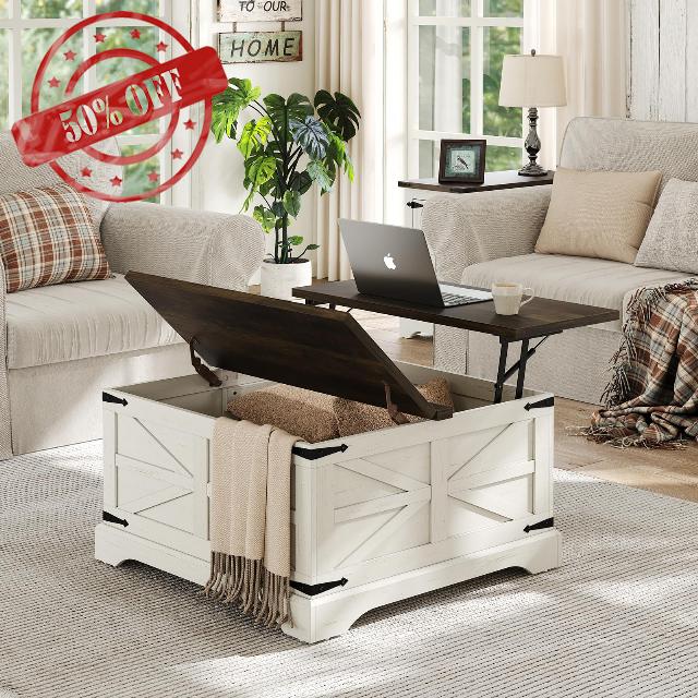 furomate Farmhouse Lift Top Coffee Table