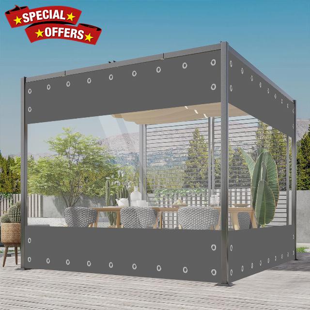 (7.9ft High x 9.8ft Width) Vinyl Curtains for Patio