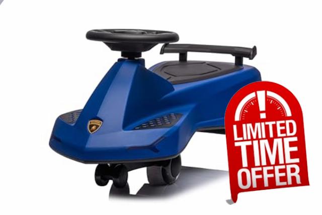 Flashy Lamborghini Swing Car with Music & Storage - Perfect for 3+ Year Olds (Blue)