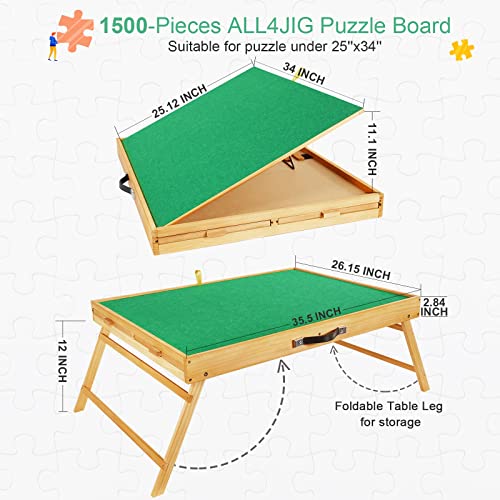 25"x34"Adjustable Jigsaw Wooden Puzzle Board with 4 Drawers & Cover Birthday Gift for mom