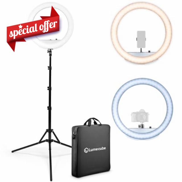 Lume Cube LED Ring Light for Smartphones and Cameras |18” Circle Light with Stand