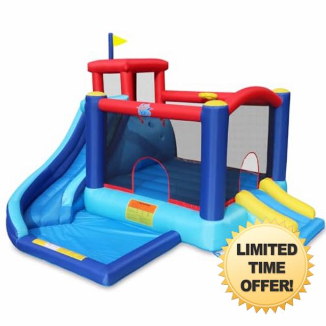 Action Air Bounce House - Inflatable Bouncing House with Blower for Indoor & Outdoor - Jump Bouncy Castle with Slide - Big Bouncy Area