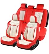 Coverado Car Seat Cover Full Set, Luxury Leather Seat Covers for Front and Rear, Waterproof Seat ...
