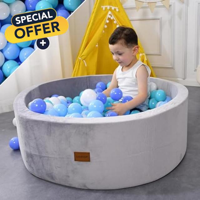 Foam Ball Pit with 300 Balls Included - Extra Foam Density for Better Protection