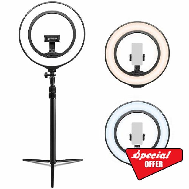 Lume Cube Edge Lit Desktop 12 inch Ring Light - Ring Light for iPhone with Tripod Stand - Ring Light for Photos