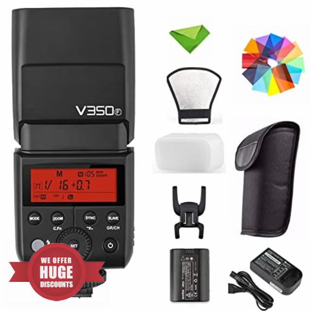 Godox V350F TTL Flash for Fuji FujiFilm 1/8000s GN36 HSS Camera Flash with 2000mAH Battery 500 Times Full Power Flash 0.1s-1.7s Recycle Time Flash for Fuji FujiFilm Camera Speedlight Speedlite