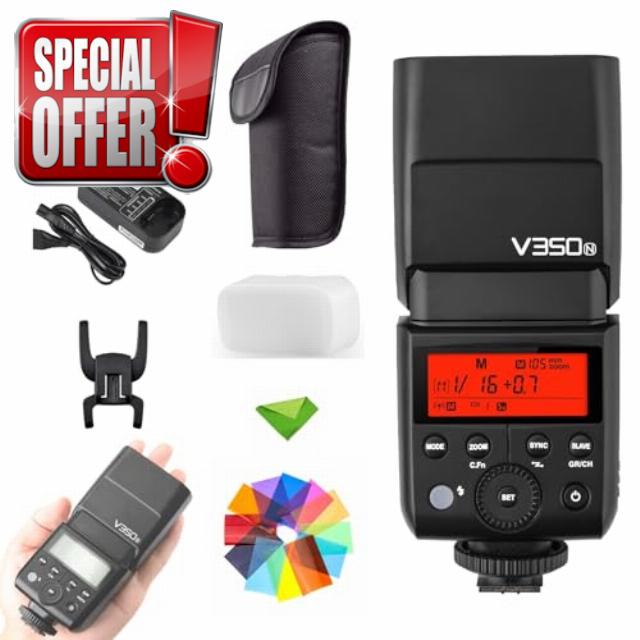 GODOX V350N TTL Flash for Nikon 1/8000s GN36 HSS 0.1s-1.7s Recycle Time w/2000mAH Battery 500 Times Full Power Flash for Nikon D500 D3100 D3200 D3300 D3400 D5300 D5600 D7100 D7200 D7500 (V350-N)