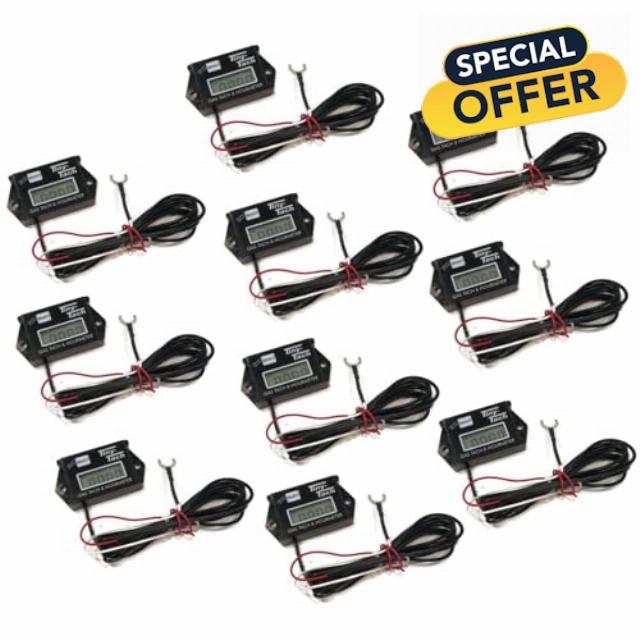OEM DTI | (10 Pack) Tiny Tach TT2A Tachometer/Hour Meter w/Adjustable Resettable Job Timer