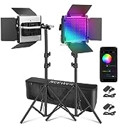 NEEWER 2 Pack RGB1200 LED Video Light with APP/2.4G Control, 60W Photography Video Lighting Kit w...