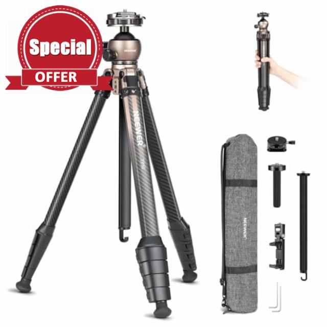 NEEWER 63" Travel Tripod with 360° Quick Lock Low Profile Ball Head