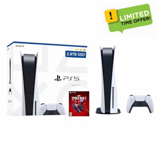 PlayStation 5 Enhanced Storage 2.8TB Disc Version Console - PS5 Disc Console with 2.8TB Ultra-High Speed PCIe Gen 4 NVNe SSD