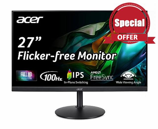 acer CB272 Ebmiprx 27" FHD 1920 x 1080 Zero Frame Home Office Monitor | AMD FreeSync | 1ms VRB | 100Hz | 99% sRGB | Height Adjustable Stand with Swivel