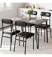 Dining Table Set for 4, Kitchen Table and Chairs for 4, 5 Piece Kitchen Dining Room Table Set,Woo...