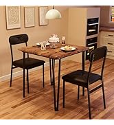 Black Dining Table Set for 4, Kitchen Table and Chairs for 4, 5 Piece Kitchen Dining Room Table S...