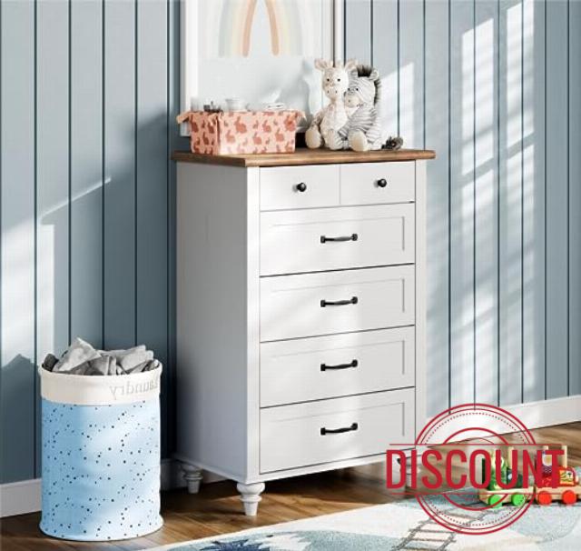WAMPAT Tall Dressers for Bedroom with 5 Drawers