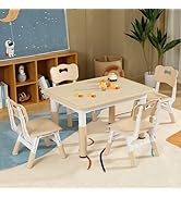 Ybaiwana Kids Table and 2 Chair Set, Toddler Table and Chair Set Height Adjustable, 31.5''L x 23....