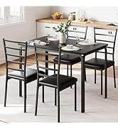 Dining Table Set for 4, Kitchen Table and Chairs for 4, 5 Piece Kitchen Dining Room Table Set,Woo...