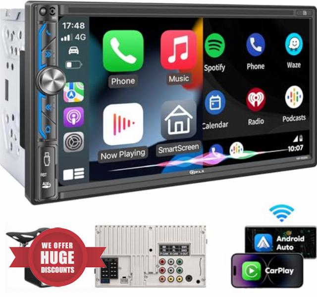 PLZ Double Din Car Stereo Wireless Apple Carplay Android Auto