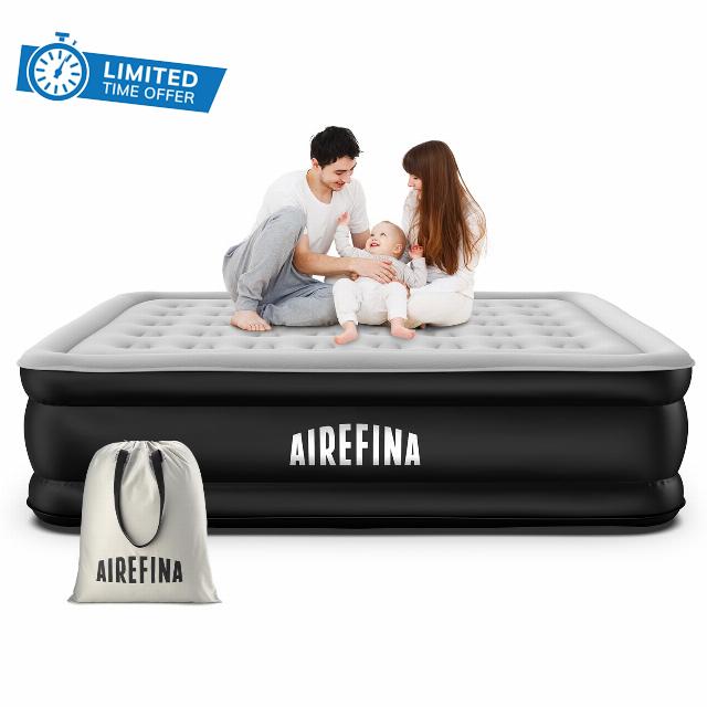 Airefina 18" Air Mattress Queen with Built in Pump
