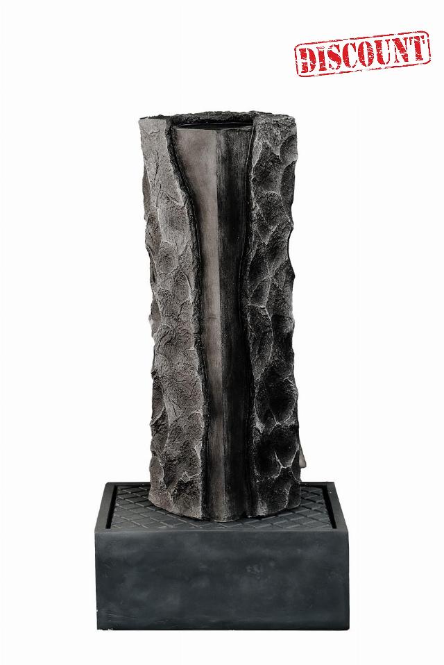 XBrand 40.5" H Gray Fiberglass Outdoor Modern Pillar Stone Textured Underground Water Fountain with Auto Shut Off Pump