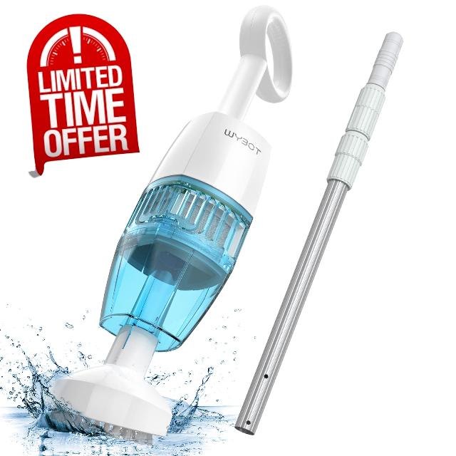 WYBOT New Upgraded Cordless Pool Vacuum with 60 Mins Long Runinng Time and Telescopic Pole