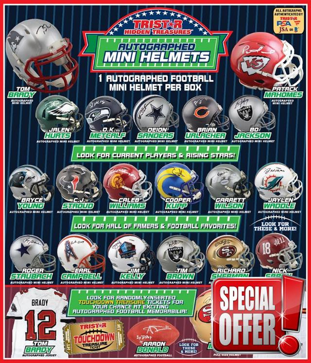 TRISTAR Hidden Treasures Signed Autographed Mini Helmets 2023 (1 Box)