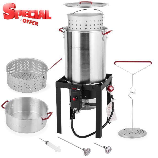 OuterMust Outdoor Turkey Fryer Pot with Basket and Burner