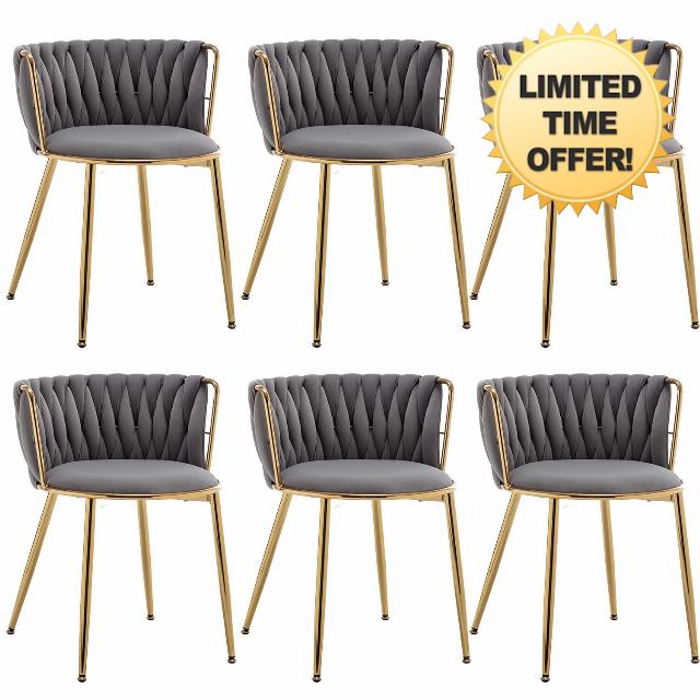 Riknuxi Velvet Dining Chairs Set of 6