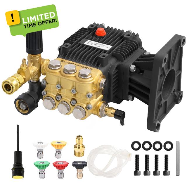 MUTURQ 1" Shaft Horizontal Triplex Pressure Washer Pump