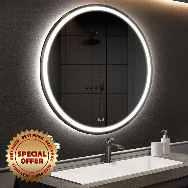 APRILSOUL 28 Inch Round LED Bathroom Mirror with Lights
