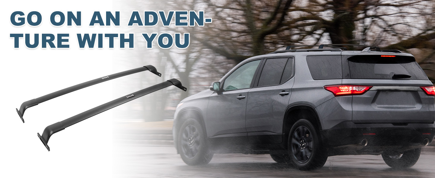 Roof Rack Cross Bars Chevrolet Traverse 2018 2019 2020 2021 Black Crossbars Luggage Carrier Bars