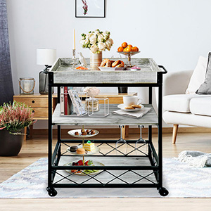 wood bar cart