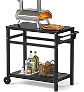 TORVA Outdoor Prep Cart Dining Table for Pizza Oven, Patio Grilling Backyard BBQ Grill Cart(Navy ...