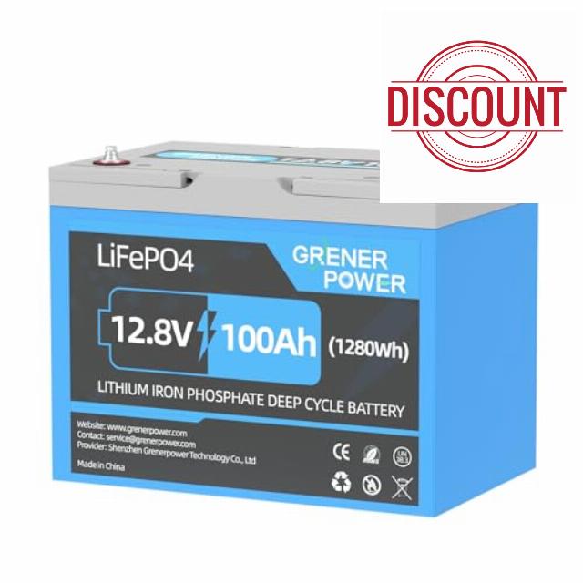 1 Pack GRENERPOWER 12V 100Ah LiFePO4 Battery