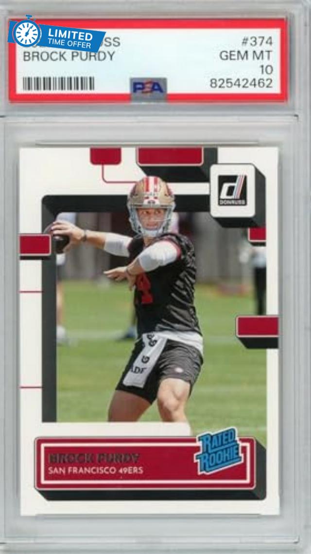 Graded 2022 Panini Donruss Brock Purdy #374 Rookie RC Football Card PSA 10 Gem Mint